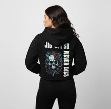 Load image into Gallery viewer, FEMALE - JIU JITSU NEVER DIES CROP HOODIE