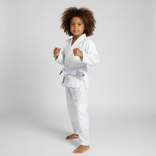 Load image into Gallery viewer, KIDS - "JUST A GIRL" SILENT SHADOW GI - WHITE (FREE WHITE BELT)