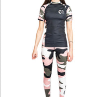 Load image into Gallery viewer, FEMALE PINK CAMO S/S RASH GUARD (LIMITED STOCK)