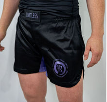 Load image into Gallery viewer, LIMITLESS FEMALE SHORTS - BLACK/PURPLE (LIMITED STOCK)
