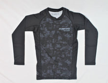 Load image into Gallery viewer, ADULTS BLACK CAMO L/S RASH GUARD - UNISEX