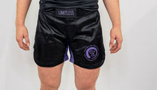 Load image into Gallery viewer, LIMITLESS FEMALE SHORTS - BLACK/PURPLE (LIMITED STOCK)