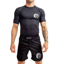Load image into Gallery viewer, LIMITLESS S/S MEN'S RASH GUARD - BLACK/WHITE **Limited Stock**
