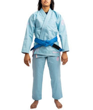 Load image into Gallery viewer, THE CHALLENGER 2.0 FEMALE JIU JITSU GI - SKY BLUE (FREE WHITE BELT)**LIMITED STOCK**