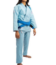 Load image into Gallery viewer, THE CHALLENGER 2.0 FEMALE JIU JITSU GI - SKY BLUE (FREE WHITE BELT)**LIMITED STOCK**