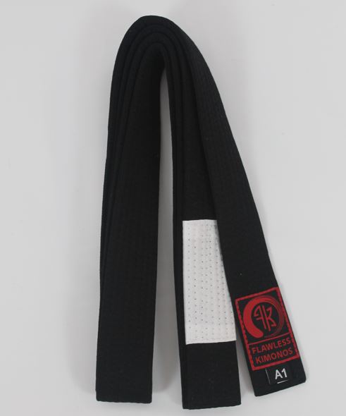 FLAWLESS ADULTS BLACK BELT W/WHITE BAR