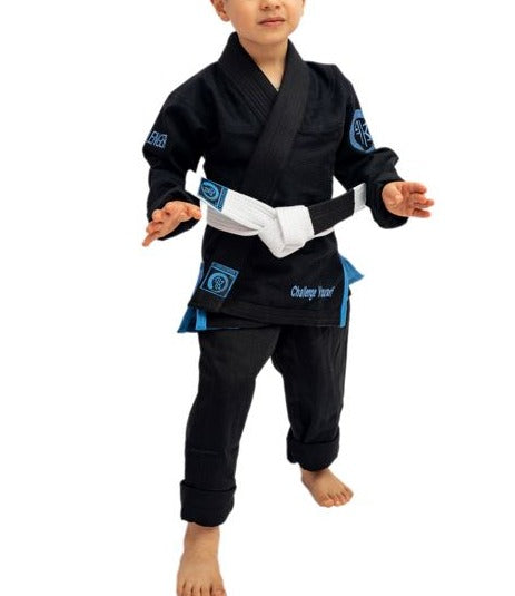 THE CHALLENGER 2.0 KIDS JIU JITSU GI - BLACK (FREE WHITE BELT)