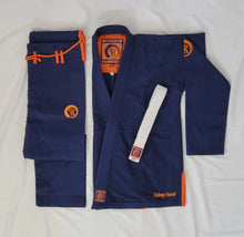 Load image into Gallery viewer, THE CHALLENGER 2.0 KIDS JIU JITSU GI - NAVY (FREE WHITE BELT)
