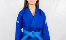 Load image into Gallery viewer, THE CHALLENGER FEMALE JIU JITSU GI - BLUE (FREE WHITE BELT) (LIMITED STOCK)
