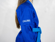Load image into Gallery viewer, THE CHALLENGER FEMALE JIU JITSU GI - BLUE (FREE WHITE BELT) (LIMITED STOCK)
