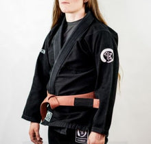 Load image into Gallery viewer, THE CHALLENGER FEMALE JIU JITSU GI - BLACK (FREE WHITE BELT) (LIMITED STOCK)
