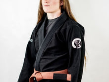 Load image into Gallery viewer, THE CHALLENGER FEMALE JIU JITSU GI - BLACK (FREE WHITE BELT) (LIMITED STOCK)

