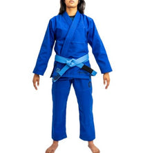 Load image into Gallery viewer, THE CHALLENGER 2.0 FEMALE JIU JITSU GI - BLUE (FREE WHITE BELT)
