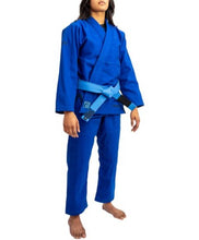 Load image into Gallery viewer, THE CHALLENGER 2.0 FEMALE JIU JITSU GI - BLUE (FREE WHITE BELT)
