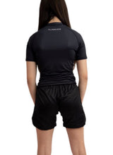 Load image into Gallery viewer, LIMITLESS S/S FEMALE RASH GUARD - BLACK/PALE PINK
