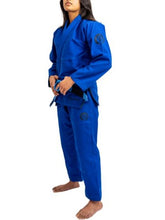 Load image into Gallery viewer, THE CHALLENGER 2.0 FEMALE JIU JITSU GI - BLUE (FREE WHITE BELT)
